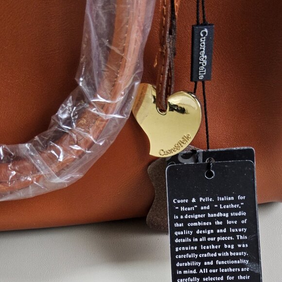 Brand New Cuore & Pelle Cognac Satchel handbag - Picture 8 of 9